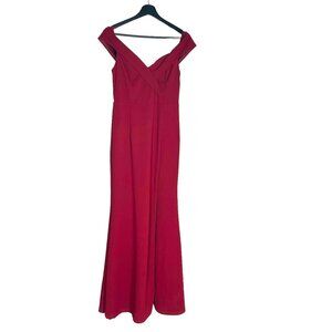 Lulus Red Song of Love Off Shoulder Tapered Full Length Dress Medium